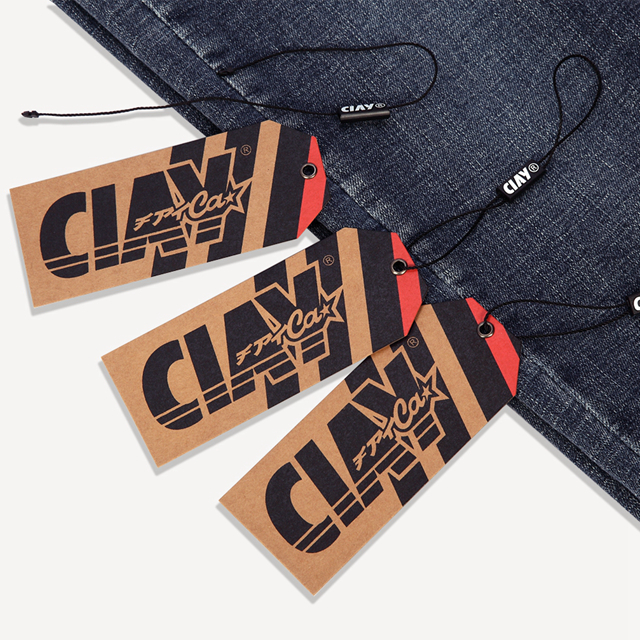 Custom High Quality Jeans Paper Hang Tag with Rose Gold Foil Logo